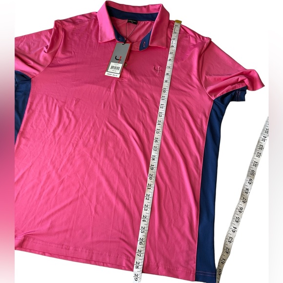 Short Par 4 golf Polo Shirt Bright Pink And Blue XL Whitfield Quick Dry - Picture 3 of 6